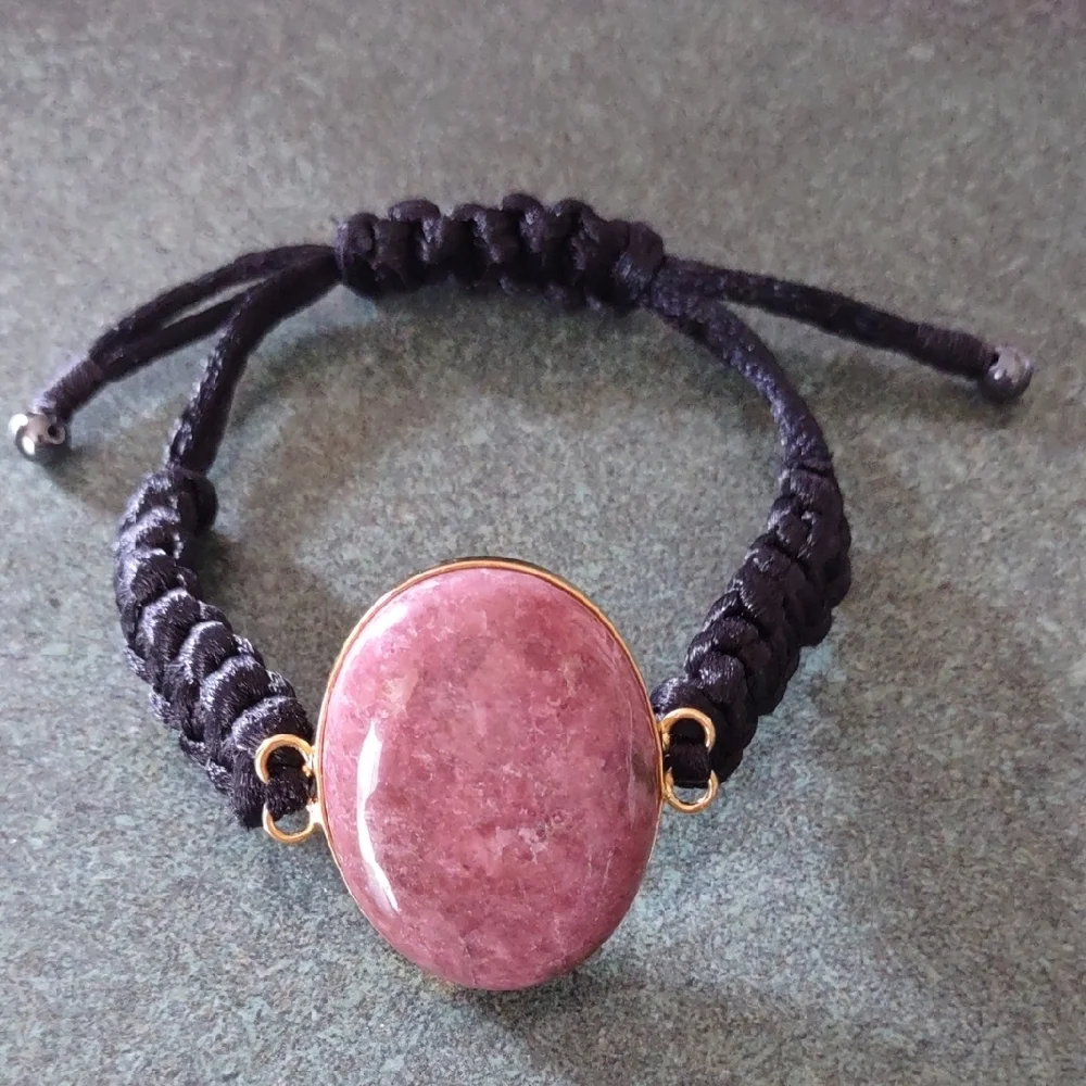 Pink Rhodonite Adjustable Bracelet